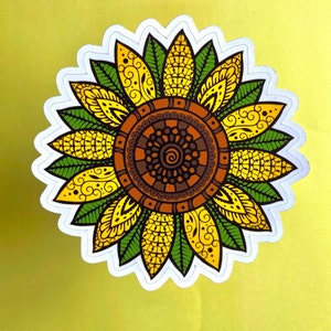 Tiki Sunflower - Die Cut - Easy peel | Laptop Decal | Vinyl Sticker|