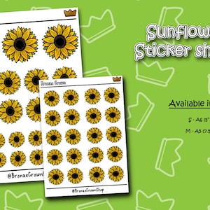 Sunflower - Sticker Sheet - 2 sizes available | Sticker Sheet | Planner Sticker | Bullet Journal | Sticker Decorations