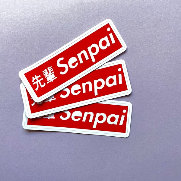 Senpai - Die Cut - Easy peel - x 3 | Laptop Decal | Vinyl Sticker|