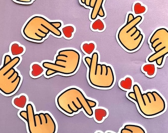 Korean K-Pop Finger Heart / Snap- Die Cut - Easy peel | Laptop Decal | Vinyl Sticker|