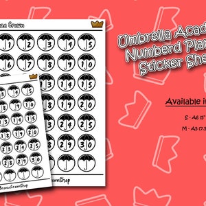 Umbrella Academy Planner Numbered Sticker Sheet - 2 sizes available -  Sticker Sheet | Planner Sticker | Journal |