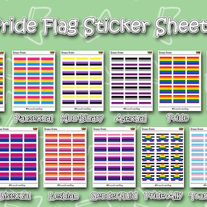 Pride Flag Sticker Sheets - 11 Styles - | Planner Sticker | Journal | LGBT Friends |