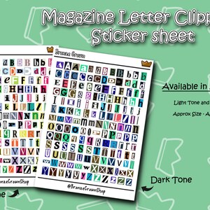Recortes de letras de revistas 2 variantes disponibles - Hoja de pegatinas / Hoja de pegatinas / Pegatina del planificador / Diario / Decoraciones de pegatinas