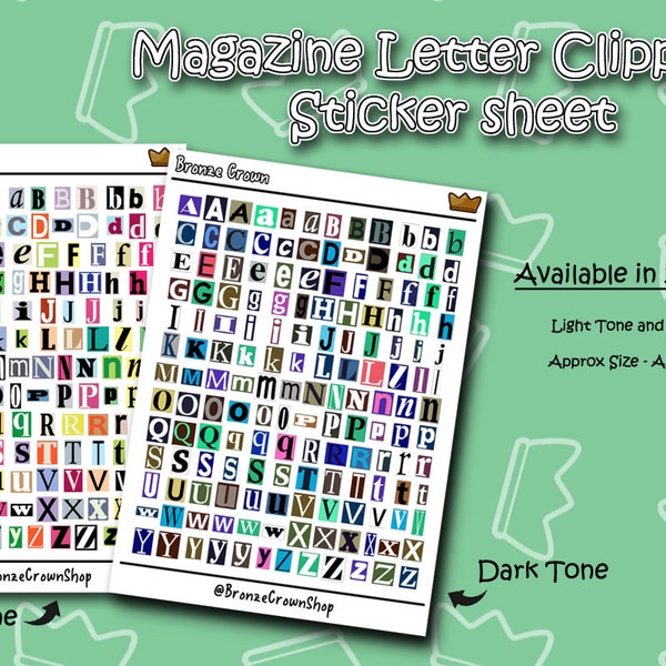 Magazine Letter Clippings 2 Varianten verfügbar - Sticker Sheet | Stickerbogen | Planner Aufkleber | Tagebuch | Aufkleber Dekorationen