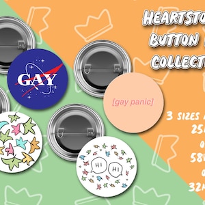 Heart stopper Button Pins - Badge set - 3 sizes available