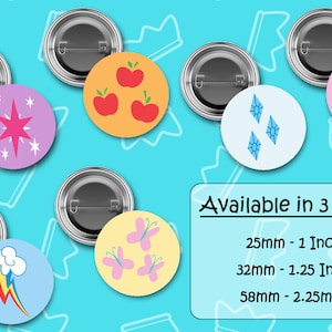 MLP - Button Pins - Badge set - 3 sizes available