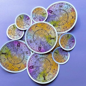 Zodiac Wheel Colour Splash - Foglio di adesivi - 3 misure disponibili / Adesivo per laptop / Adesivo in vinile /