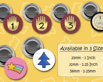 Gravity Falls Logo Badges - Badges and set - 3 sizes available