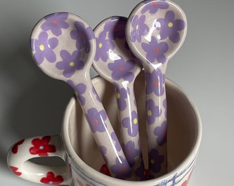 Handmade purple ceramic spoons , spoons , ceramic , handmade gift