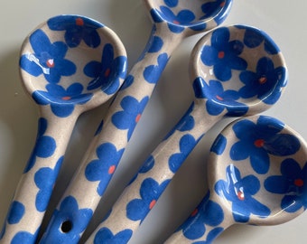 Dark blue handmade ceramic spoons, spoons , handmade spoons , ceramic spoons