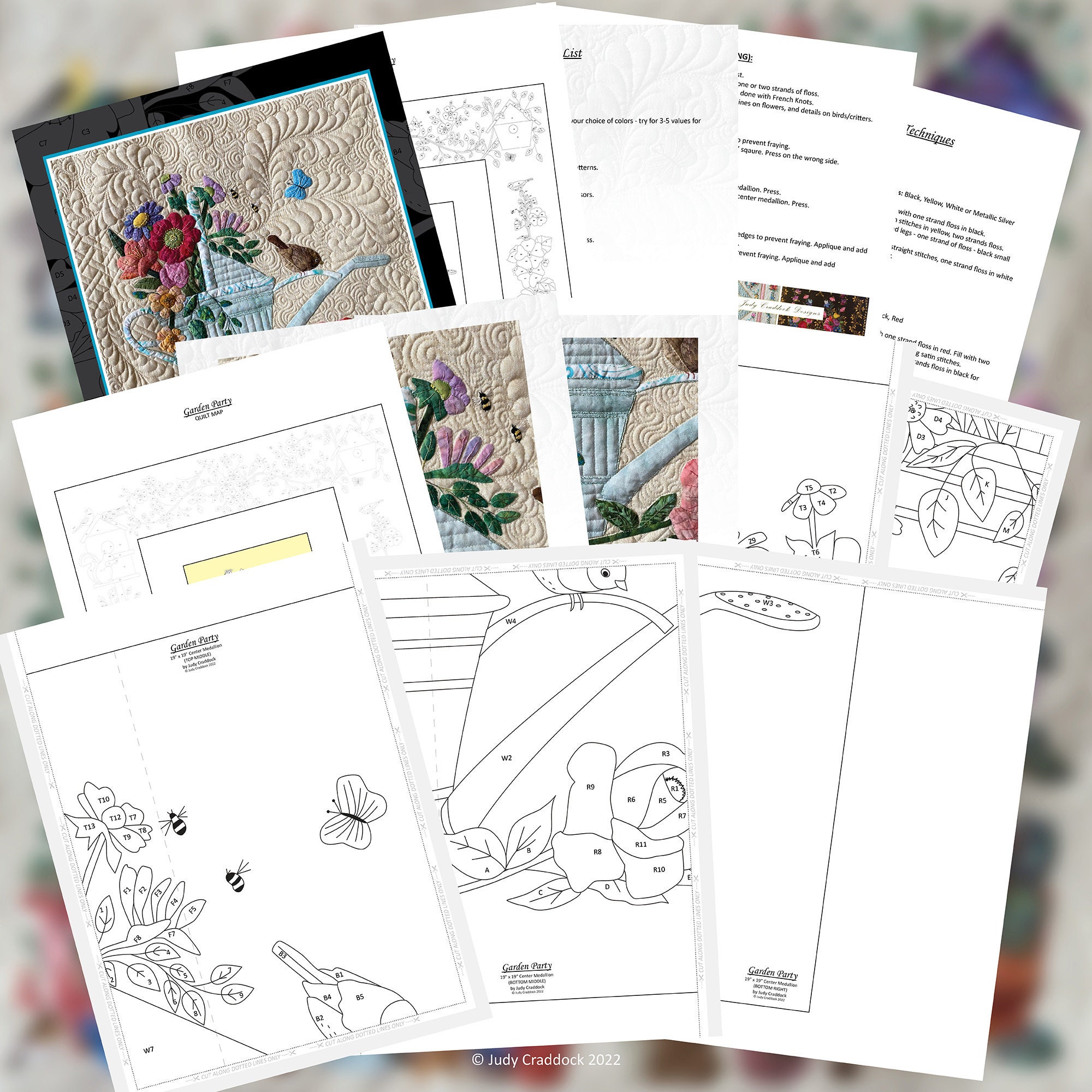 Garden Party PDF Appliqué Complete Quilt Pattern - Etsy