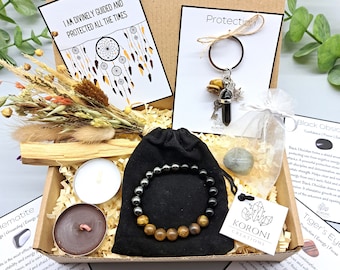 PROTECTION Gift Box, Protection Crystal Bracelet, Negative Energy Shield, Home Protection Gift, Be Safe Crystal Kit, Energy Protection Box