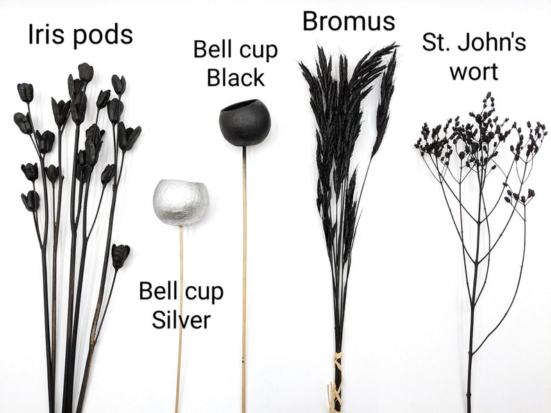 Black Dried Flowers Mix Black Dried Floral Arrangement DIY Etsy