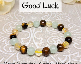 Good Luck Bracelet, Beaded Crystals for Fortune and Prosperity, Energy Crystal Bracelet, Lucky Beads Gift for New Beginnings, Healing Stones