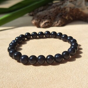 Blue Sandstone Crystal Bracelet, Stretch Gemstone Bracelet for Success and Adventure, Blue Sandstone Handmade Jewelry for Women, 8mm Beads