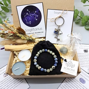 Cadeaux pour Sagittaire, coffret anniversaire zodiaque, parure de cristaux Sagittaire, coffret cadeau zodiaque, bracelet en cristal de pierre de naissance, cadeau bracelet Sagittaire