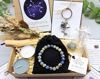 Cadeaux pour Sagittaire, coffret anniversaire zodiaque, parure de cristaux Sagittaire, coffret cadeau zodiaque, bracelet en cristal de pierre de naissance, cadeau bracelet Sagittaire