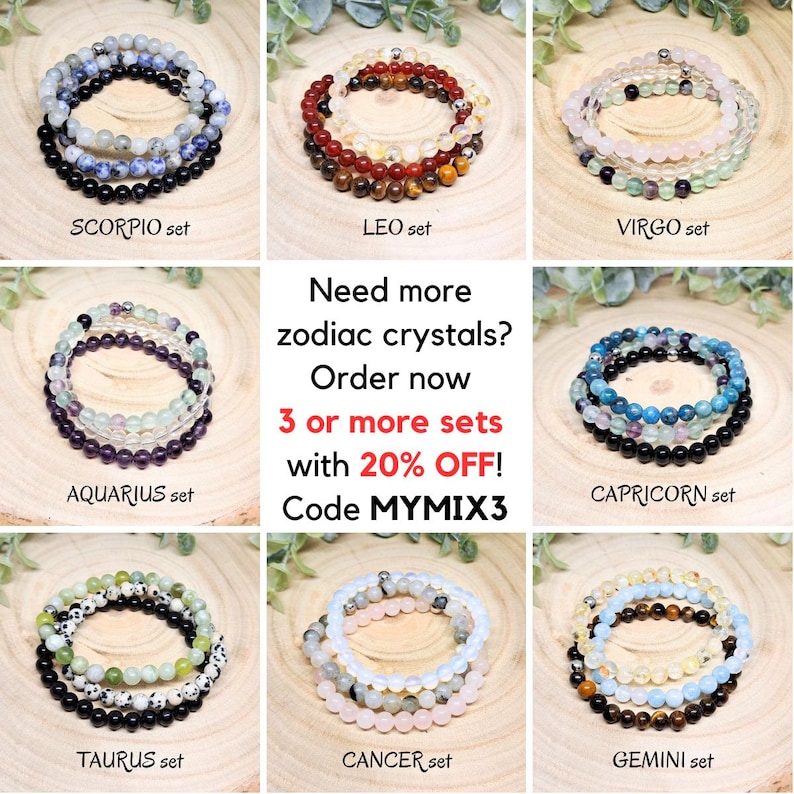 CAPRICORN Zodiac Bracelets, Crystals for Capricorn, Birthstone Jewelry ...