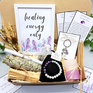 ENERGY CLEARING Kit, Energy Healing Gift Set, Calming Healing Gift Box, Healing Crystals Set, Healing Stones Bracelet, Selenite Bracelet