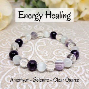 Crystal Bracelet for Energy Healing, Bead Bracelet Amethyst, Gemstone Jewelry for Woman, Healing Crystals Bracelet Removing Negative Energy