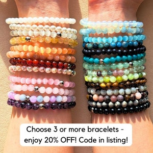 Crystal Bead Bracelets for Women Beaded Bracelets Handmade Jewelry Crystal Healing Stone Bracelet Stretch Gemstone Bracelet Gift / 4MM / 6MM