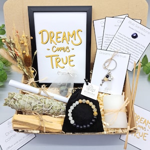 DREAMS COME TRUE Gift Box, Follow Your Dreams Bracelet, Dream Big Gift, Crystals for Success, Success Gifts, Motivational Gift for Student