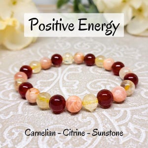Positive Energy Beaded Bracelet for Joy and Happiness, Crystal Jewelry for Woman, Carnelian Bead Bracelet, Citrine Bracelet Healing Energy