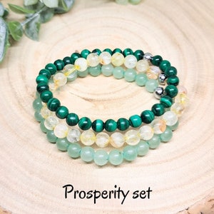 PROSPERITY Crystal Bracelet Set Good Fortune Jewelry Attract Wealth Beaded Bracelets Gift for Success and Money Stone Bracelet Real Citrine