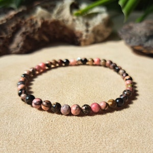 Rainbow Tourmaline Bracelet Dainty Crystals Bead Jewelry Gift for Her Stone Bracelet Minimalistic Crystals for Energy Protection, 4mm Beads