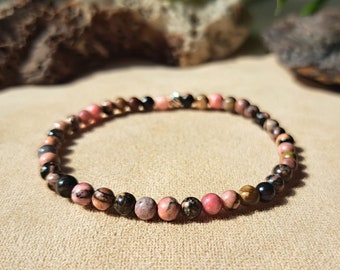 Rainbow Tourmaline Bracelet Dainty Crystals Bead Jewelry Gift for Her Stone Bracelet Minimalistic Crystals for Energy Protection, 4mm Beads