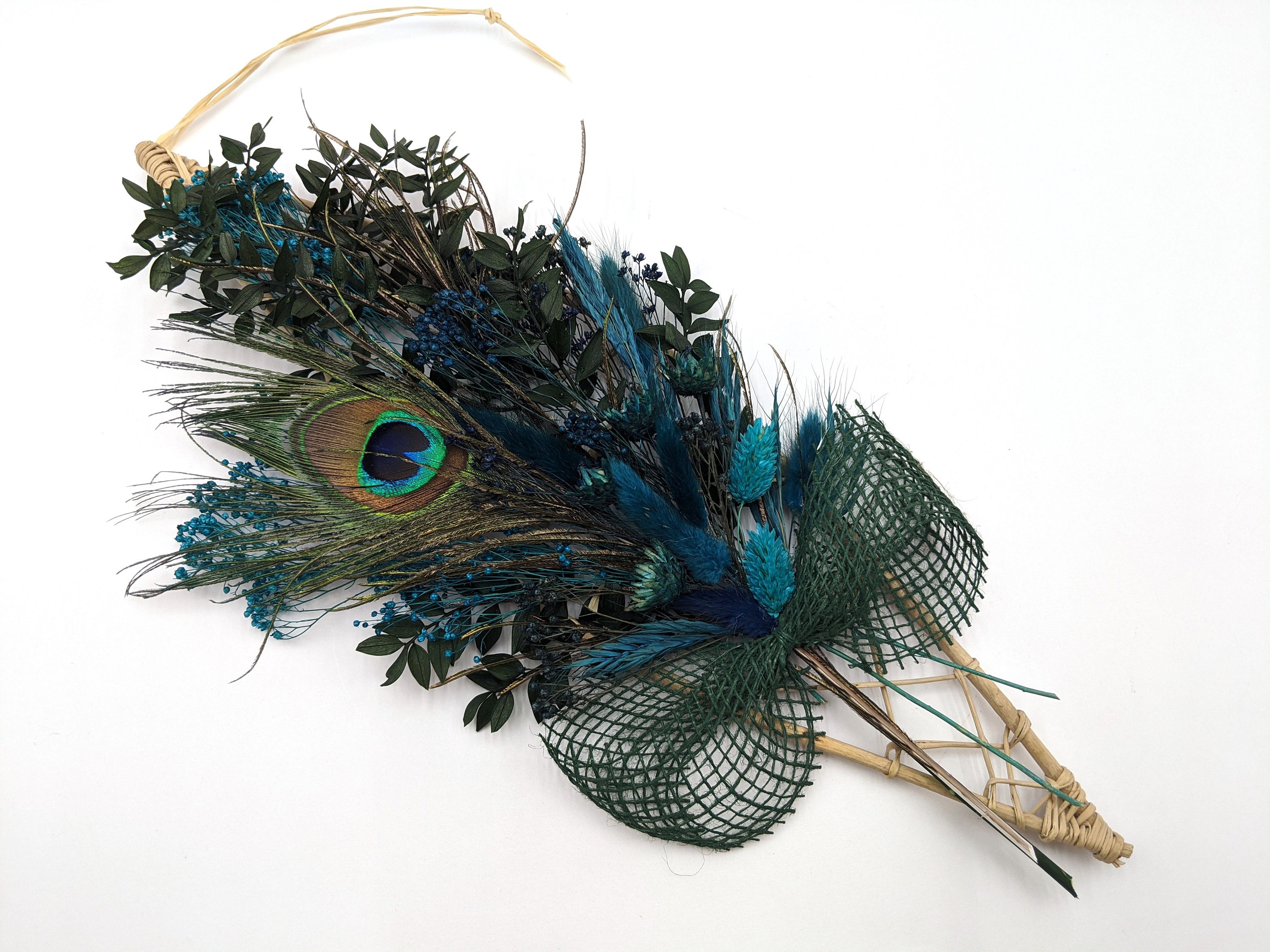 Peacock Feather Wall Hanging Real Feather Wall Decor Peacock Etsy