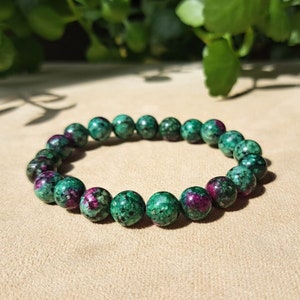 Ruby Zoisite Bracelet, Gemstone Bracelet for Women, Healing Crystal Bracelet Gift, Bead Bracelet Handmade Jewelry, Mala Bracelet Men & Women