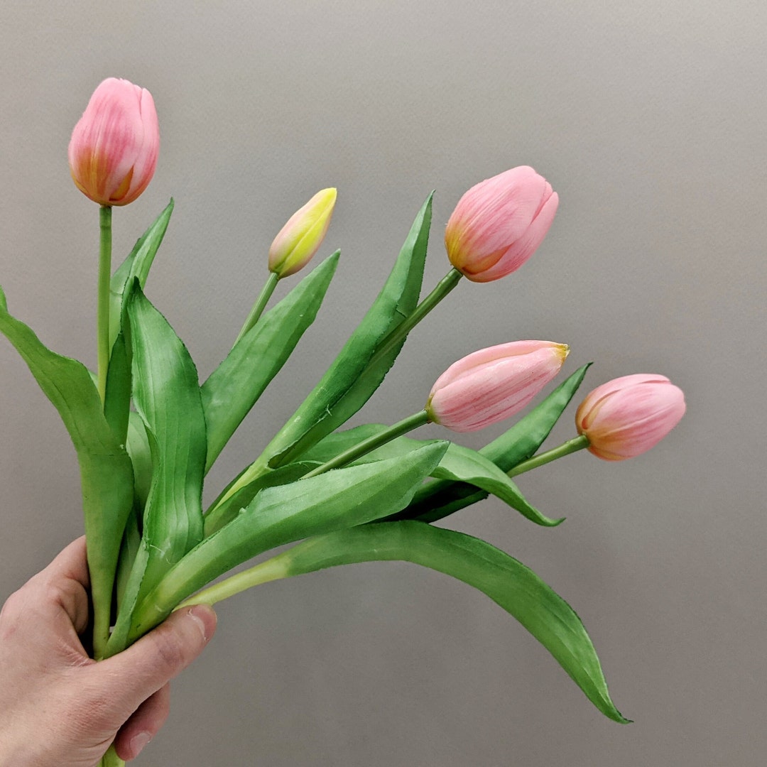 Real Touch Tulips, Real Touch Pink Flowers, Pink Tulip Stems, Real