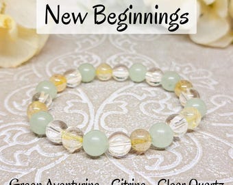 New Beginnings Bracelet, Energy Crystals for New Start, Gemstone Bracelet for Luck and Fortune, Energy Beads for New Beginnings Gift for Her