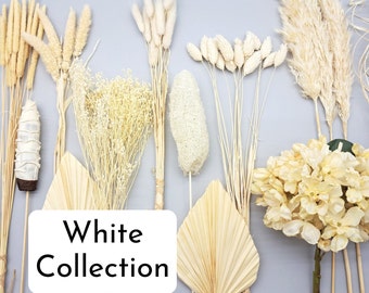 White Dried Flowers, Dried Flowers Arrangement, White Artificial Flowers, DIY Wedding Centerpiece, White Small Bouquet, Flowers Cake Topper