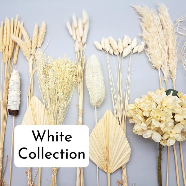 White Dried Flowers, Dried Flowers Arrangement, White Artificial Flowers, DIY Wedding Centerpiece, White Small Bouquet, Flowers Cake Topper