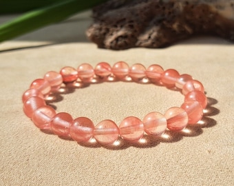 Aardbeikwartsarmband voor vrouwen, aardbeikwarts kralenarmband, creativiteit armband, roze kwartsarmband, helende kralenarmbanden