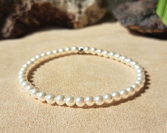 White Pearls Bracelet for Women Dainty Bracelet Fresh Water Pearls Jewelry Wedding Accessory White Pearl Beads Bracelet Gift for Her, 4mm