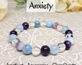 Anxiety Relief Crystal Bracelet, Anti Anxiety Beaded Bracelet, Stress Relief Bracelet, Peace Stone Bracelet for Mental Health & Relaxation