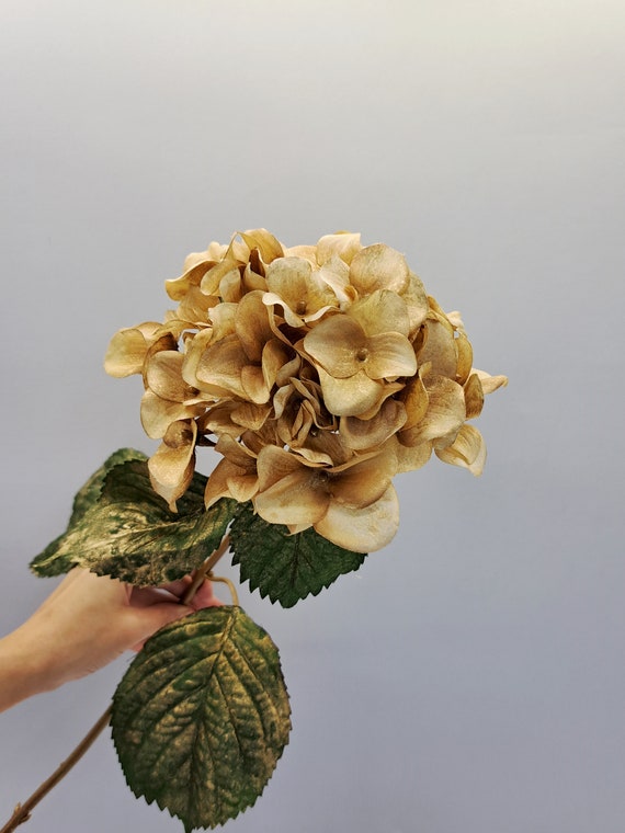 Gold Artificial Flowers, Gold Hydrangea, Artificial Hydrangea Flowers, Gold  Wedding Flowers, Faux Hydrangea Stems, Gold Floral Centerpiece 