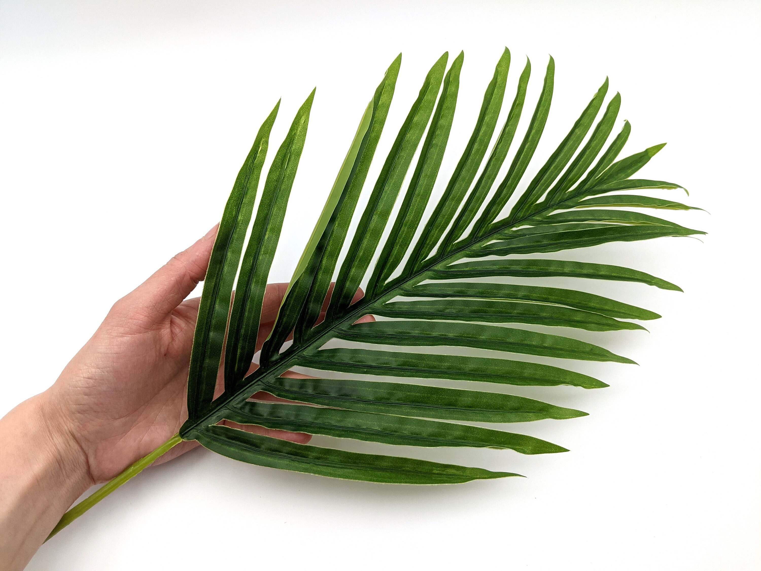 1 Big Artificial Palm Leaf Artificial Leaves With Stem Green Etsy