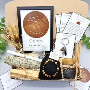 Zwillinge Geschenkbox, Zwillinge Kristall Geschenk, Zwillinge Geburtstagsbox, Zwillinge Kristall Armband, Sternzeichen Geschenkbox, Sternzeichen Kristall Kit, Juni Geburtstagsgeschenk