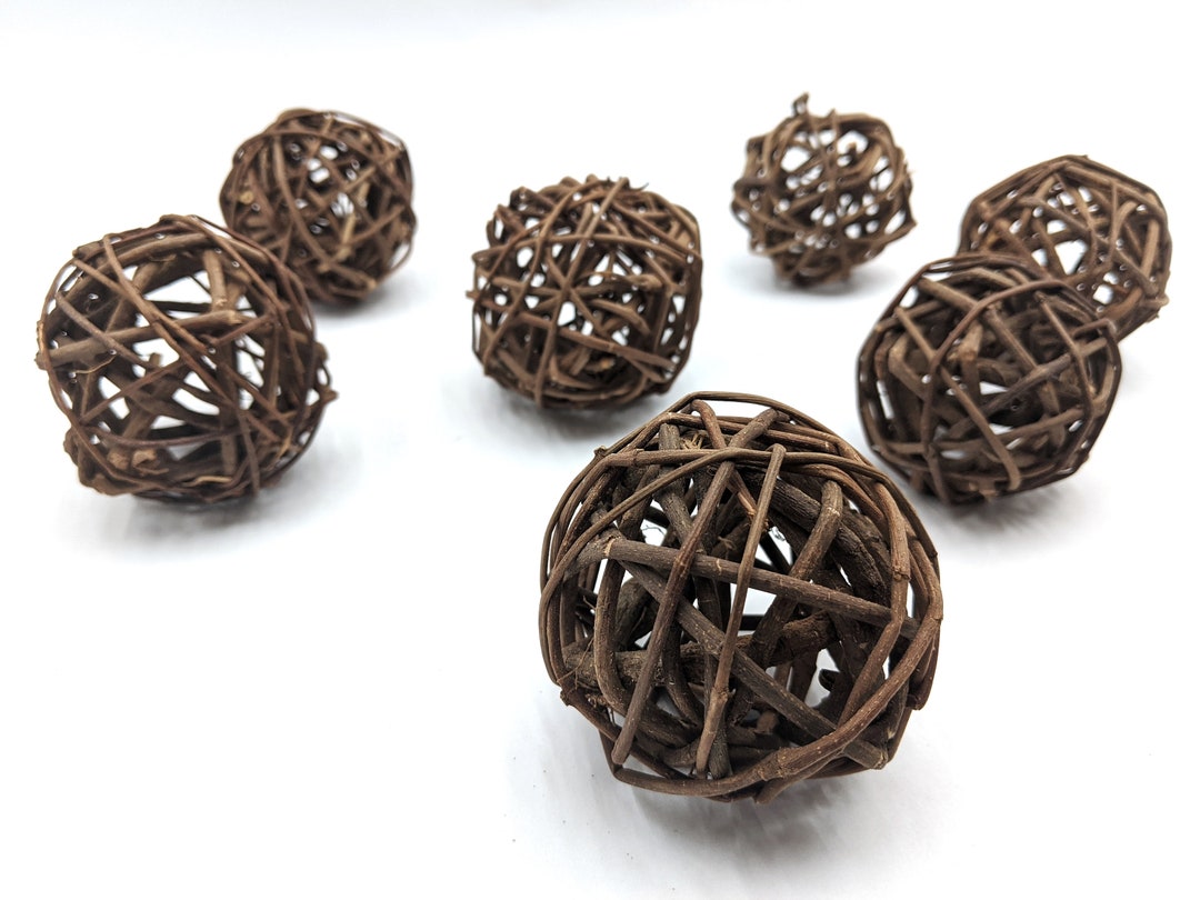 7pcs Brown Wicker Balls Decorative Balls Rustic Bowl Filler Etsy