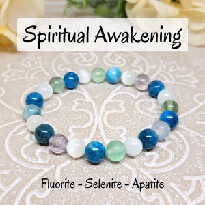 Spiritual Bracelet Energy Support, Crystals for Spiritual Awakening, Stone Beaded Bracelet Spirit Еnlightenment, Clarity Crystal Jewelry