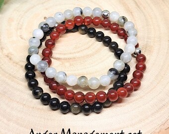 Release and Control ANGER Healing Bracelet ANGER MANAGEMENT Adults Bracelet for Stress Relief and Anxiety Crystal Bead Bracelets Calming Set