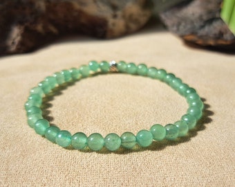Delicate Crystal Bracelet Green Beaded Jewelry for Luck Green Aventurine Bracelet Gift for Women Dainty Aventurine Gemstone Bracelet, 4mm