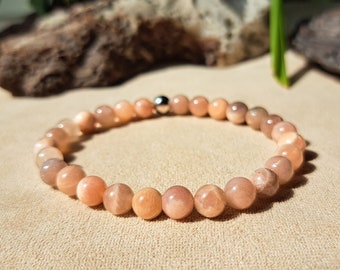 Dainty Sunstone Gemstone Bracelet Birthday Gift, Healing Crystals Bracelet for Joy, Sunstone Jewelry for Women, Handmade Bead Bracelet 6mm