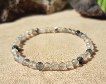 Dainty Labradorite Gemstone Bracelet for Women Gift Jewelry Natural Crystal Labradorite Bracelet for Energy Protection & Healing, 4mm Beads