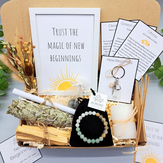 NEW BEGINNINGS Gift, New Start Gift, Crystals for New Beginning, New Beginning Bracelet, Success Gift, Gift for New Home, New Job Gift Set