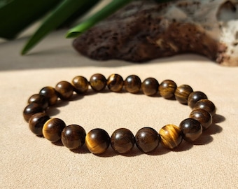 Tigers Eye Healing Bracelet, Tiger Eye Gemstone Bracelet, Gold Tiger Eye Bracelet, Protection Crystal Bracelet, Healing Bracelets for Women